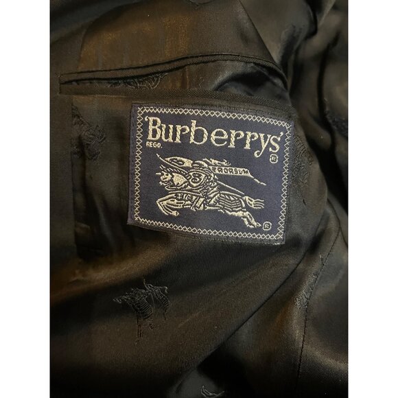 VTG Burberrys Mens Blazer Jacket 100% Pure Wool Black Gold Buttons Size 42R - Picture 2 of 16